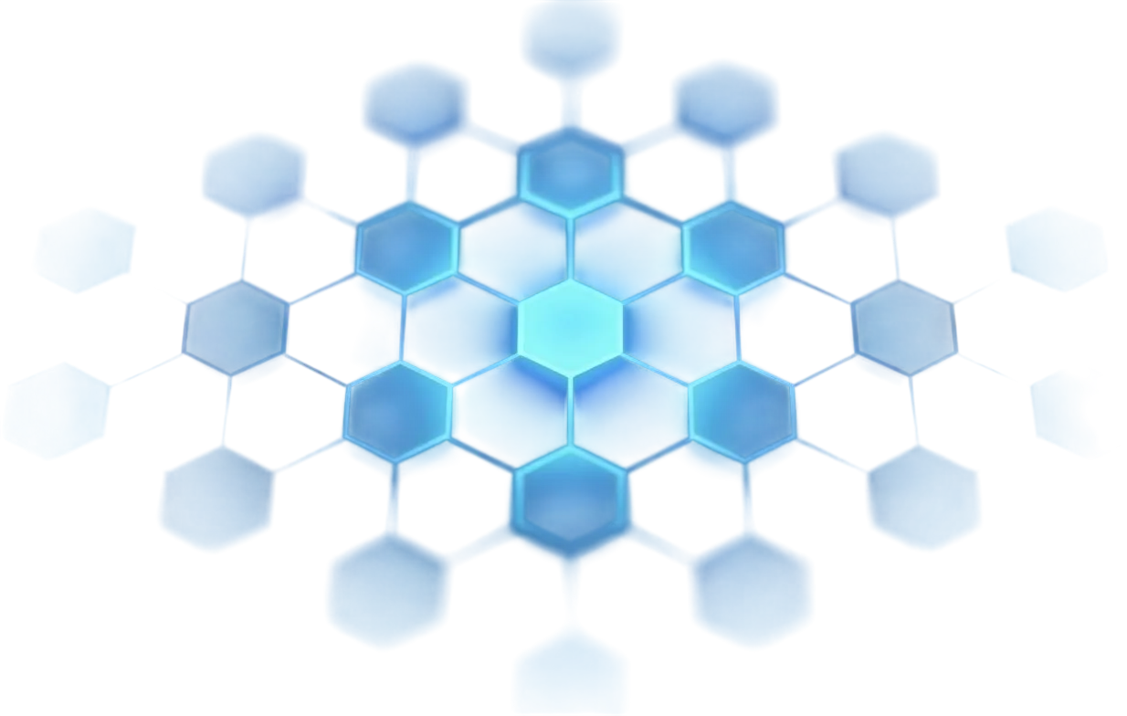 Abstract blue glowing hexagonal snowflake pattern